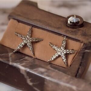 NEW 14K gold plated over sterling silver CZ starfish earrings jewelry B21B
